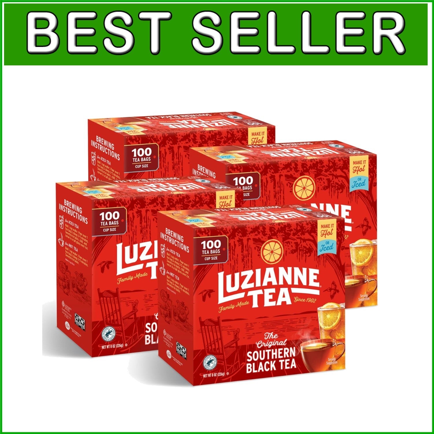 Authentic Southern Unsweetened Iced Tea Bags - 400 Total for Iced Tea Lovers