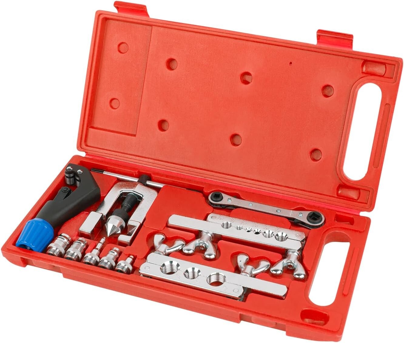 9 Dies Complete Flaring Swage Tool Kit with Tubing Cutter & Ratchet Wrench