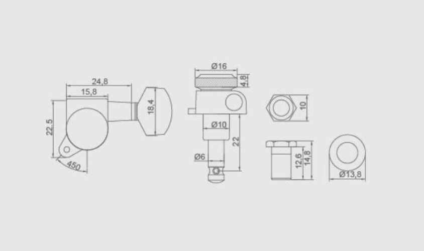 1:18 Gear Ratio Locking Tuners for Secure String Tuning - Chameleon Style