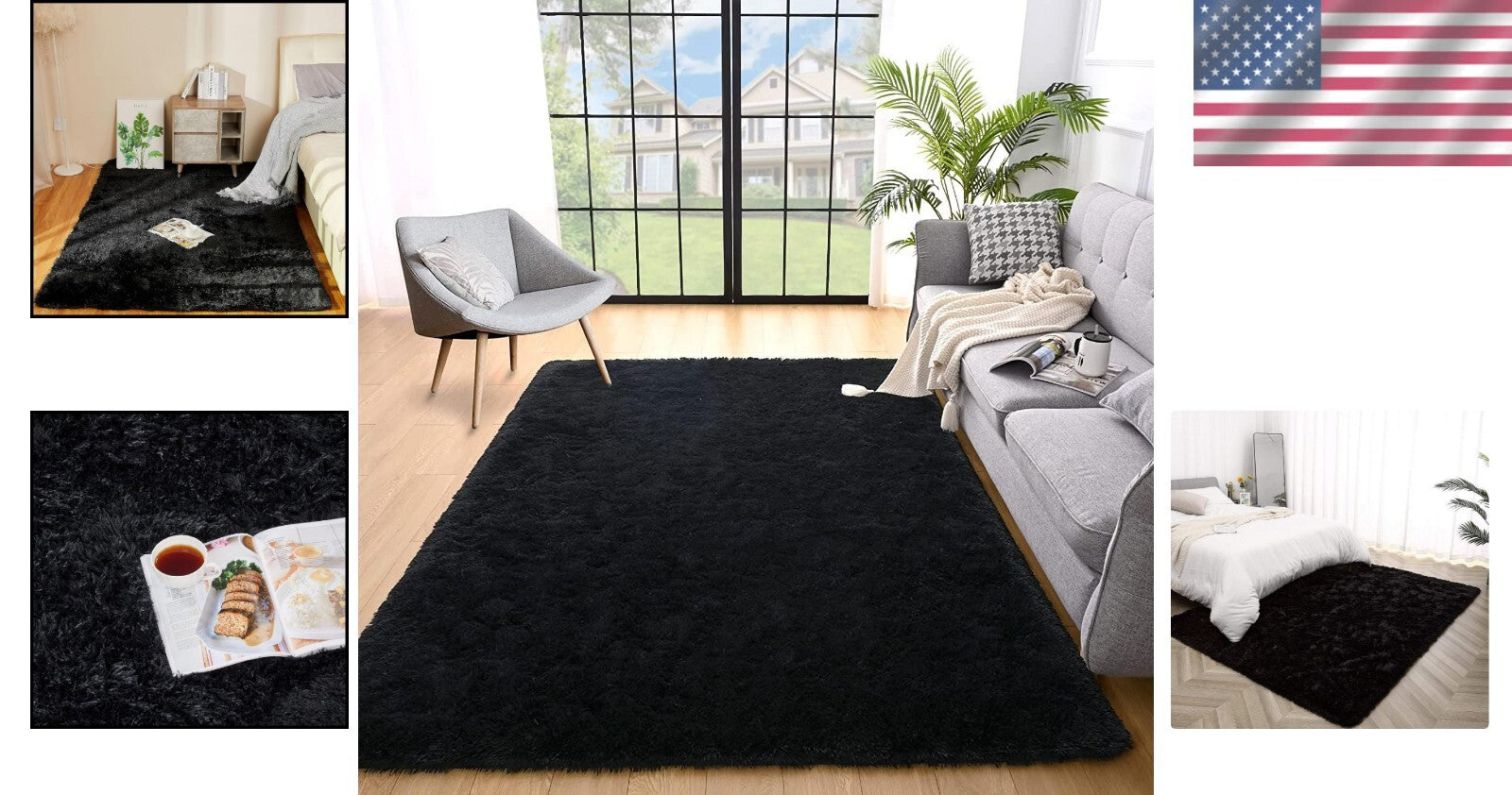 Soft Polyester 8x10 Feet Shag Rug - Ideal for Living Room, Nursery & Kids Rooms