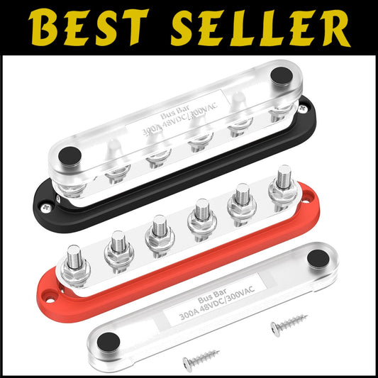 Durable 300A 12V Bus Bar Terminal Block - 6 Position for Solar & Automotive Use