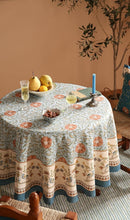 Load image into Gallery viewer, Elegant French Country Rustic Tablecloth - 67" Round with Pleated Corners