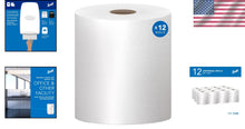 Load image into Gallery viewer, 12 Rolls of Absorbent Hard Roll Paper Towels - Fast Drying, 9,600 Total Sheets
