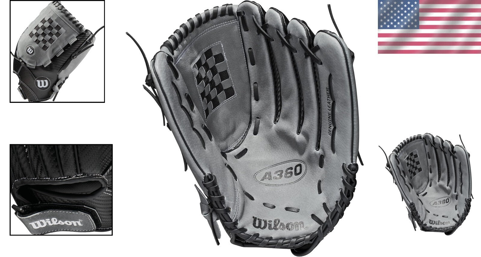 2021 A360 14" Left Hand Throw Slowpitch Softball Glove - Black/Gray Elegance