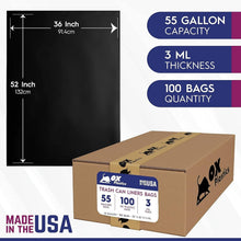 Load image into Gallery viewer, Premium 55 Gallon Trash Bags - 100 Pack 3 MIL Puncture-Resistant, Recyclable