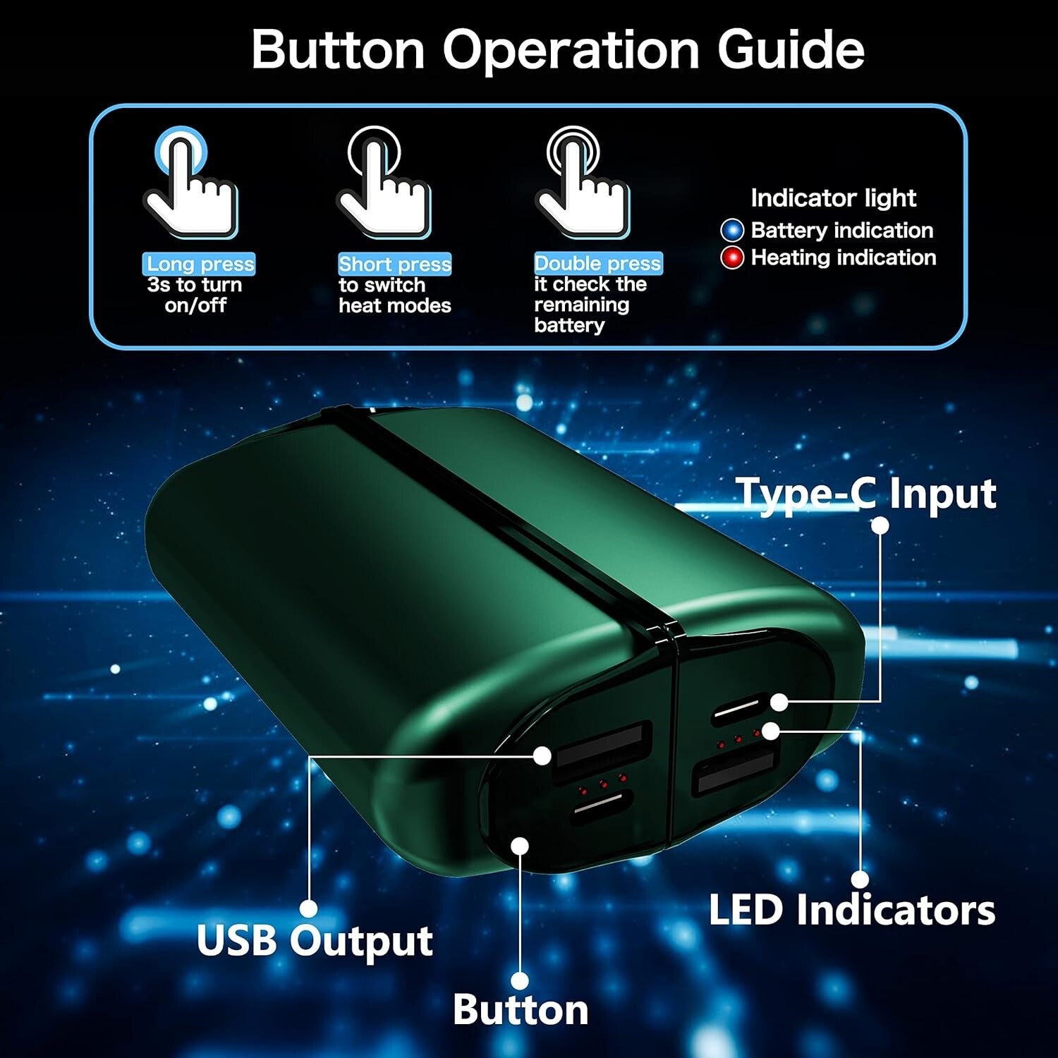 Elegant Rechargeable Hand Warmers, 3 Heat Settings, Perfect Winter Gift (2 Pack)