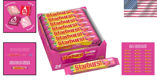 FaveREDS Chewy Candy Bulk Pack - 24 Full Size Juicy Red Flavor Treats