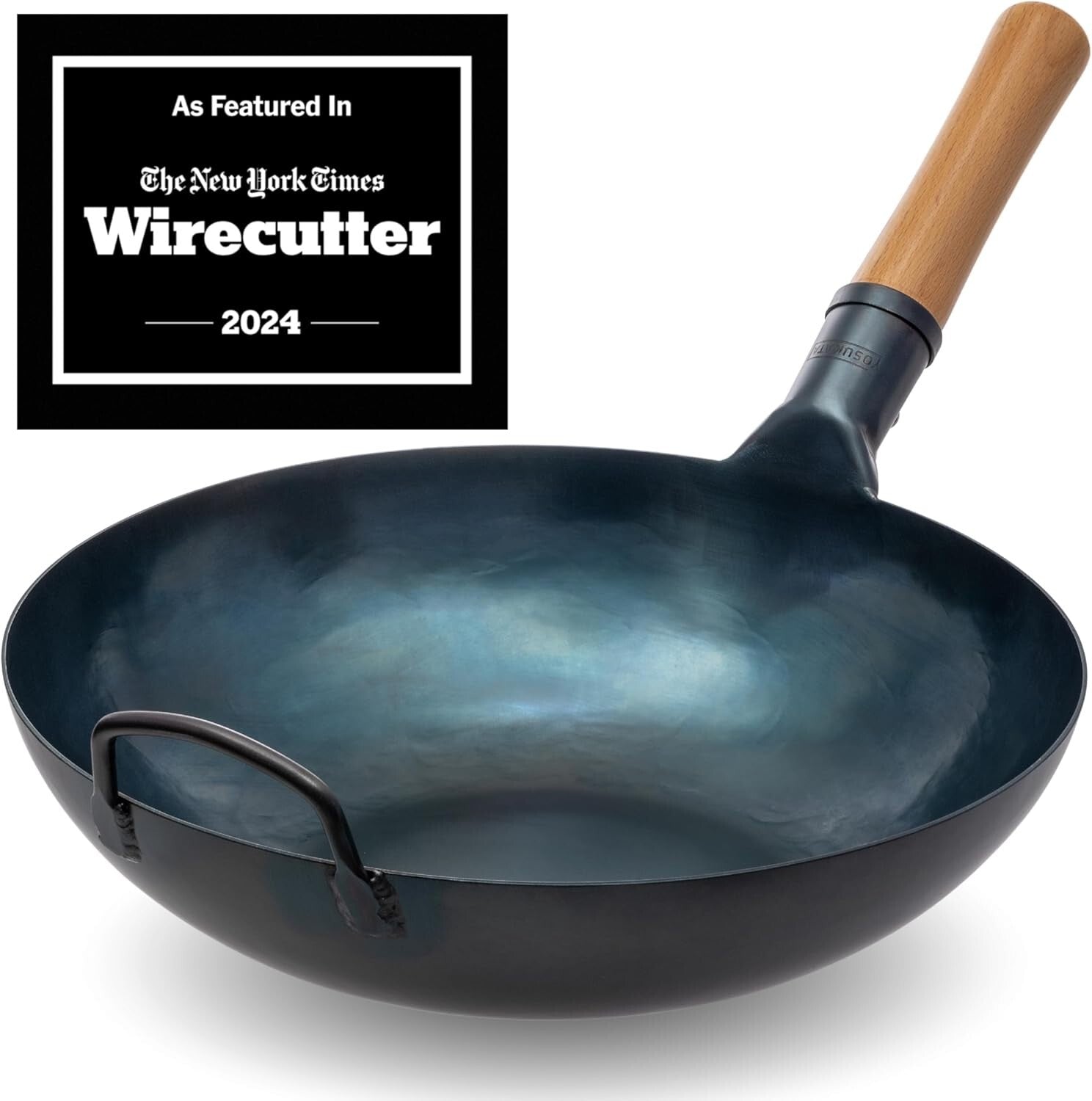 13.5" Blue Carbon Steel Wok - Pre-Seasoned for Induction and Gas Cooking