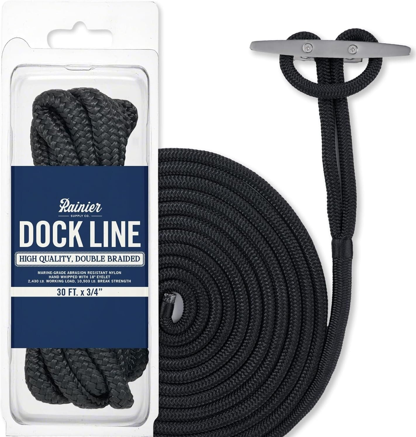 Soft Touch Nylon Dock Lines - 30 ft x 3/4 Inch, Ideal for Gentle Secure Docking