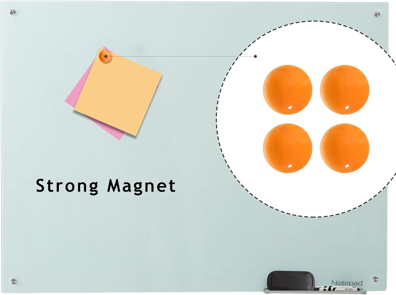 Durable 48 x 36 Magnetic Glass Whiteboard - Stylish Office & Classroom Decor