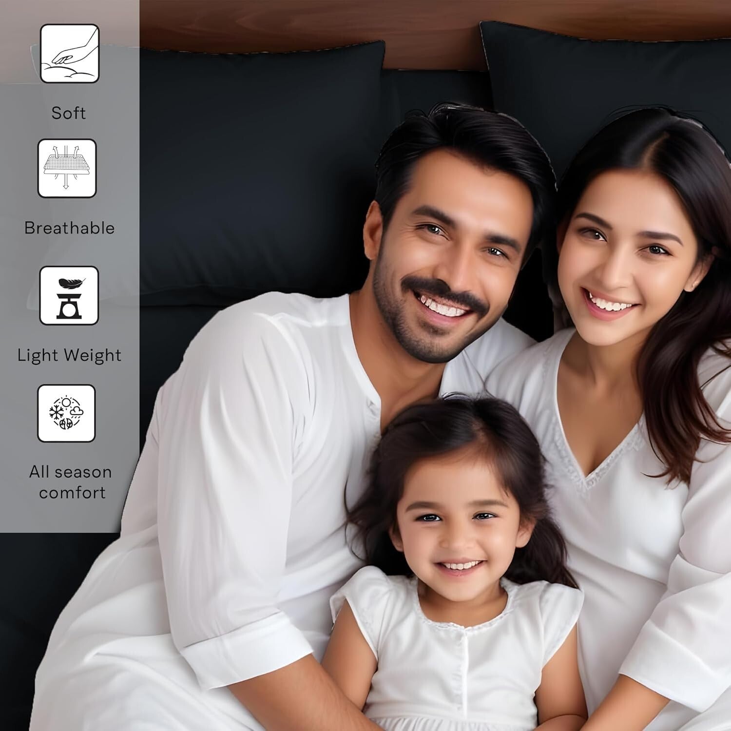 Black Tencel Lyocell Sheet Set - Queen Size, Deep Pocket, Luxurious Comfort