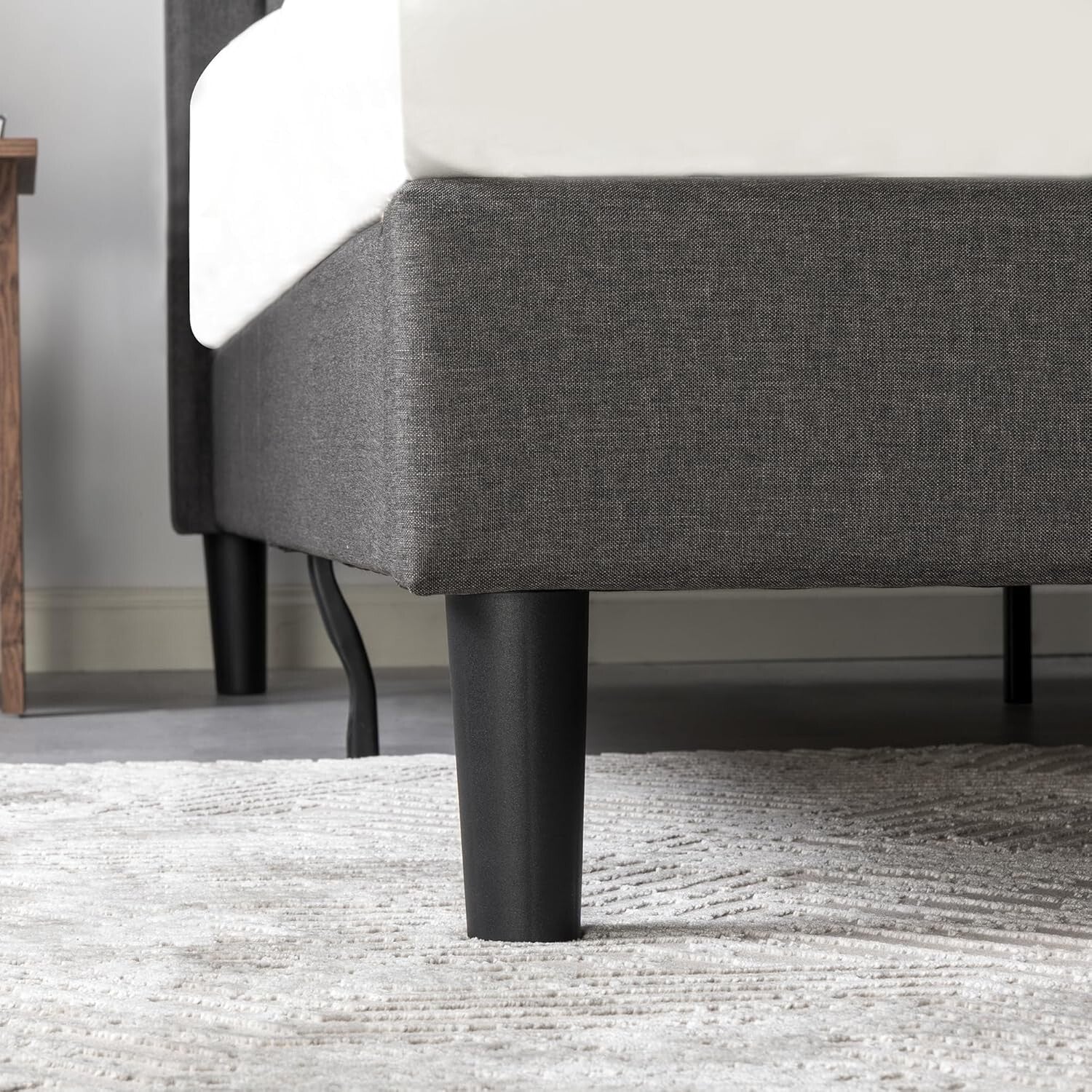 Durable California King Platform Bed Frame - Upholstered, No Box Spring Required