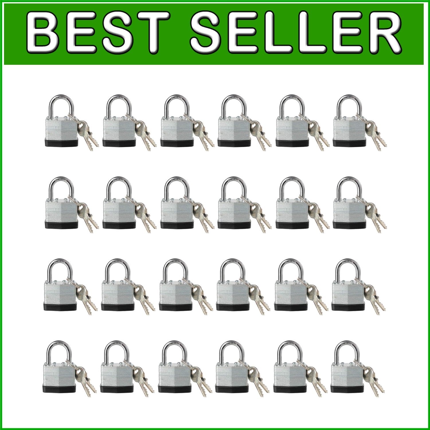 Corrosion-Resistant Keyed Alike Padlock Set - 24 Locks and 48 Keys Included