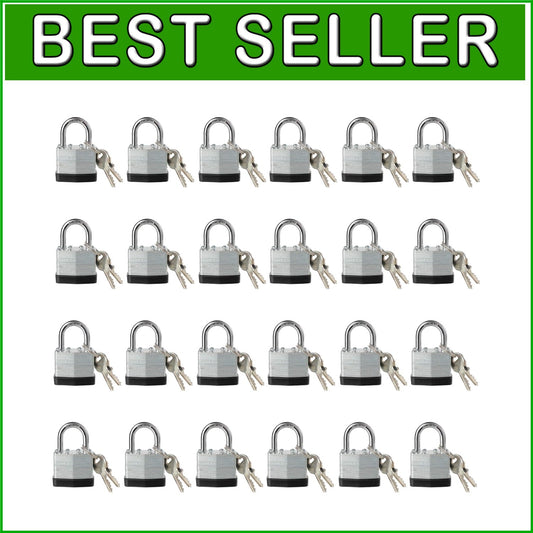 Corrosion-Resistant Keyed Alike Padlock Set - 24 Locks and 48 Keys Included