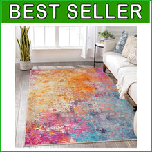 Load image into Gallery viewer, Colorful Soft Low Pile 5' X 7' Area Rug for Living Room &amp; Bedroom - Machine Wash