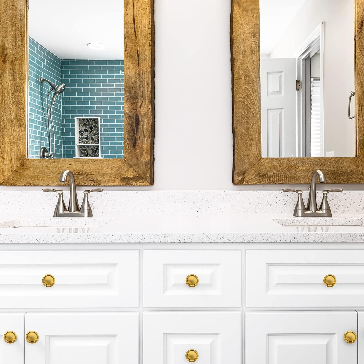 45-Pack Brushed Brass Cabinet Pulls - 1-1/4 Inch Round Kitchen Knobs