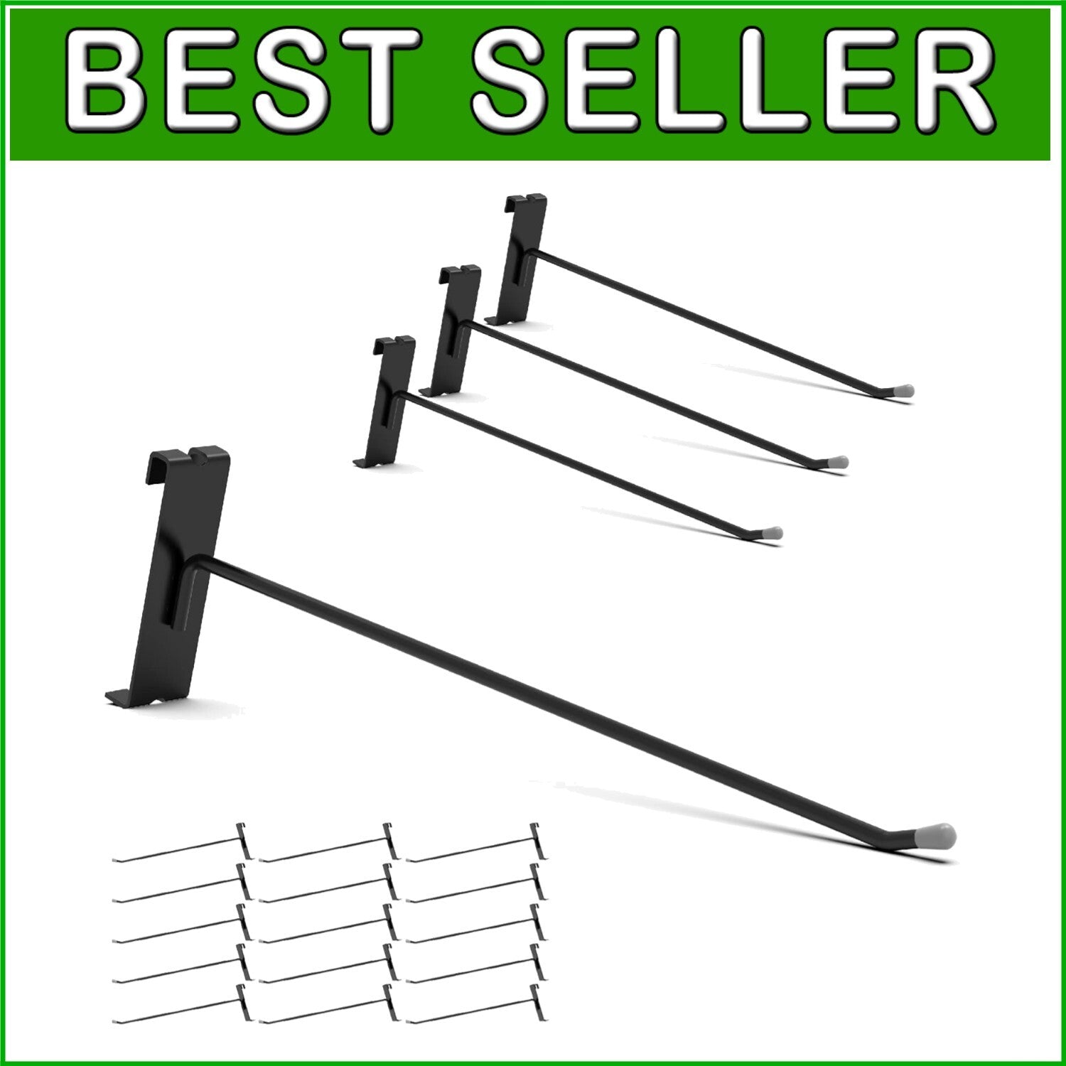 Durable 12-Inch Black Gridwall Hooks - Set of 32 for Smart Organization