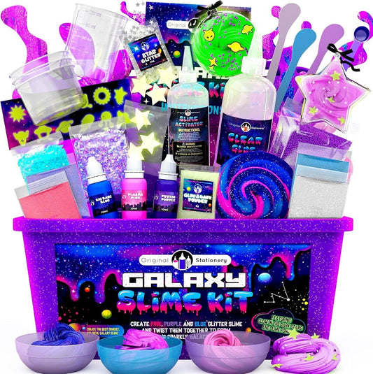 25-Piece Glow in The Dark Galaxy Slime Craft Kit - Fun Easter Gift for Girls