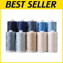 Load image into Gallery viewer, 10-Pack Cotton Thread Spools - 1200 Yards Each - Perfect for Quilting Projects