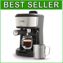 Load image into Gallery viewer, Single Serve Espresso &amp; Cappuccino Maker with Milk Frother - Black Stainless