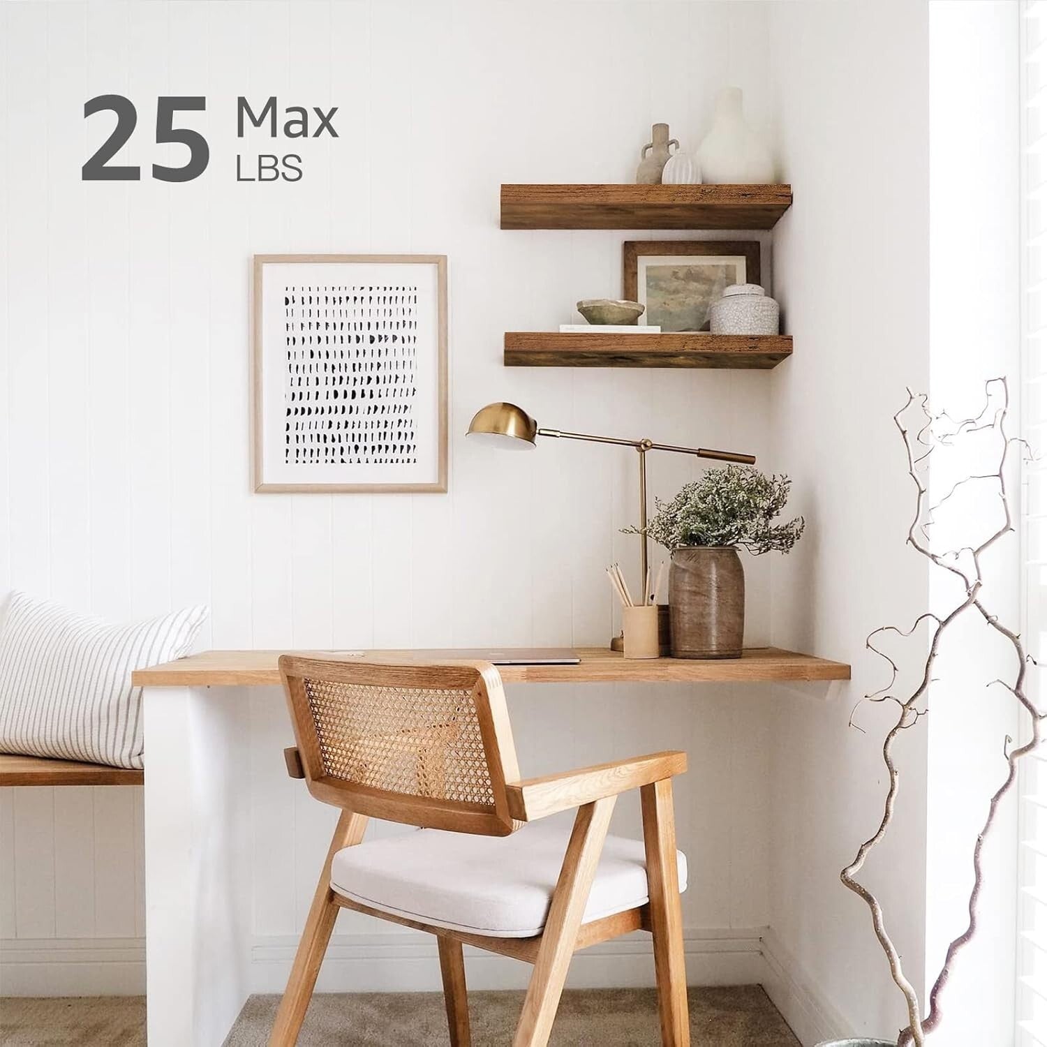 Multi-Functional 24'' Farmhouse Floating Wall Shelf Set for Home Organization