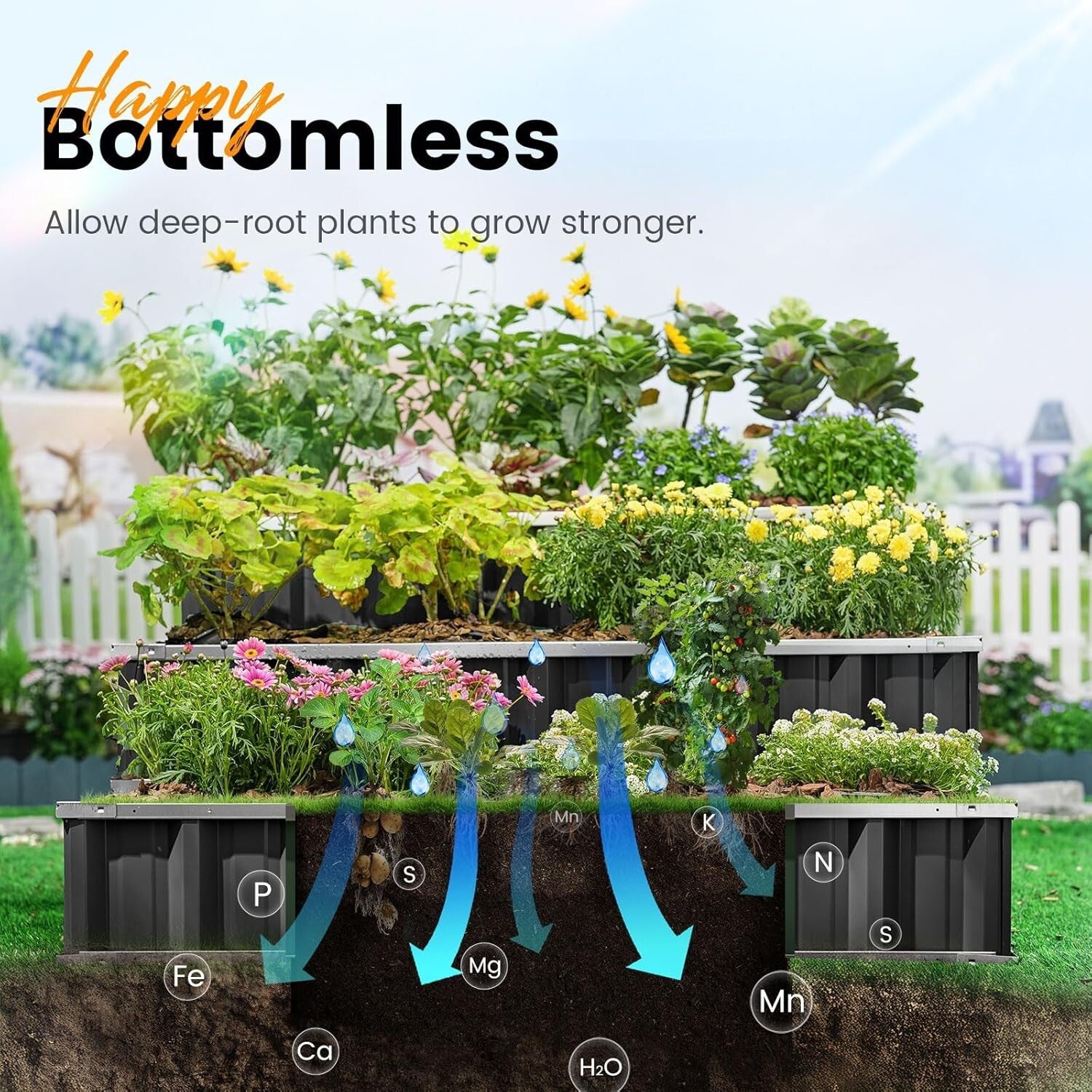 3-Tier Adjustable Raised Garden Bed - Galvanized Steel for Stylish Gardening