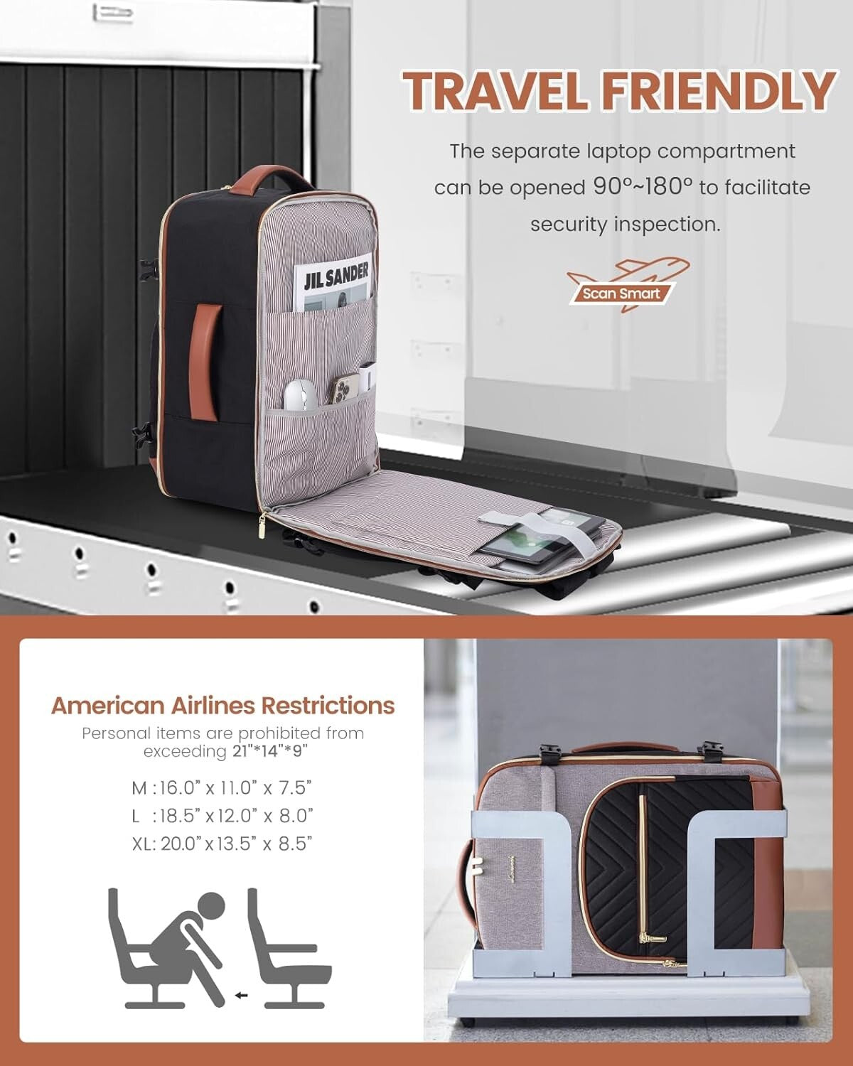 Portable Travel Backpack for Women: TSA Approved 40L Carry-On with Packing Cubes