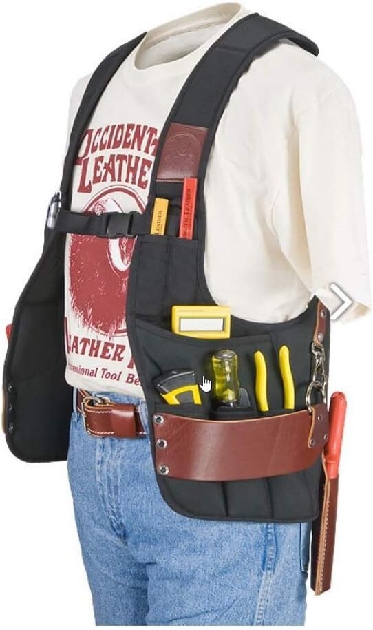 Adjustable Leather Tool Vest with Dri-Lex Lining for Ultimate Comfort on the Job