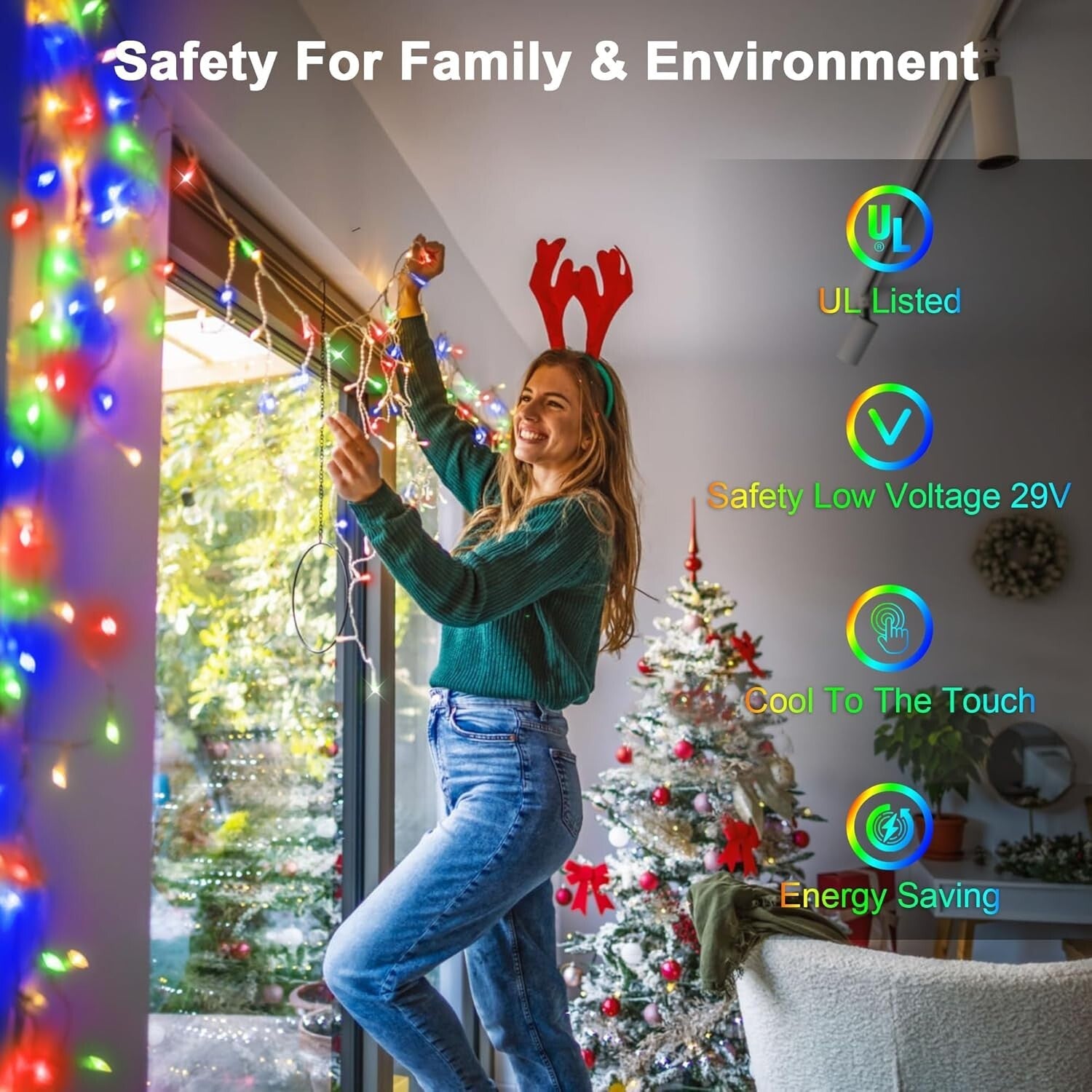 131FT Waterproof LED Curtain Lights - 1296 Multicolor Drops & Timer Function