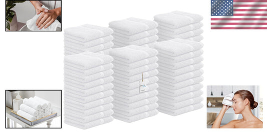 Durable 100% Cotton Washcloth Pack - 60 Soft 12x12 Face Towels for All Ages