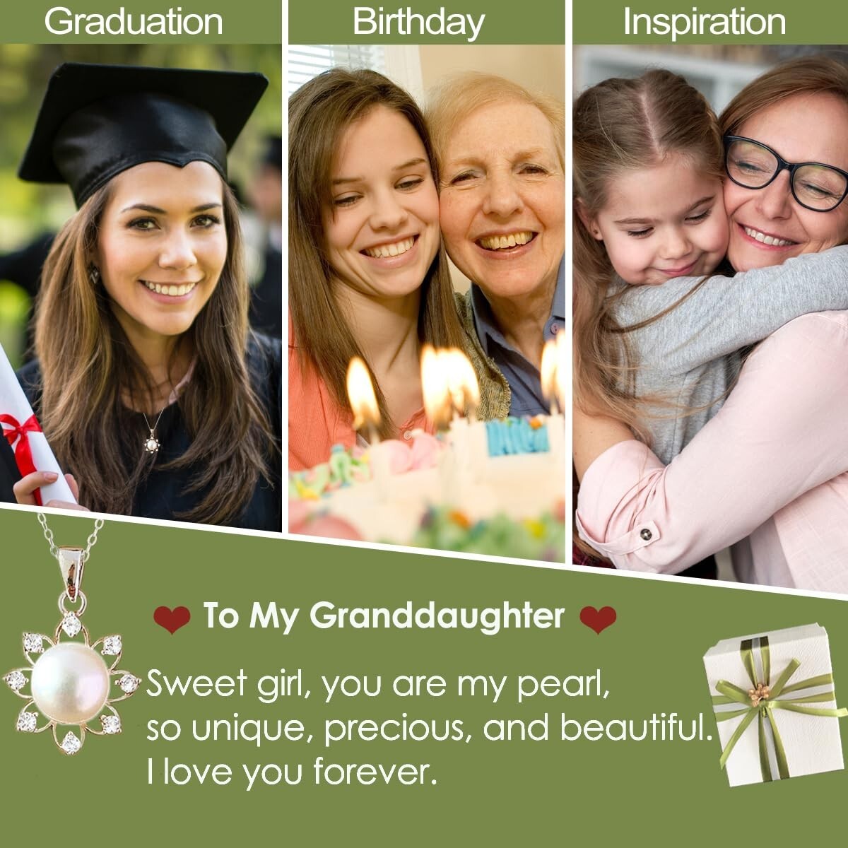 Elegant Sunflower Pearl Necklace in Sterling Silver - Graduation Gifts for Girls