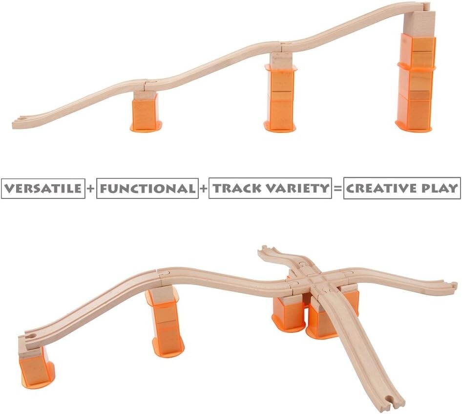 Creative 110-Piece Train Track Expansion Pack with Unique Stackable Stabilizers