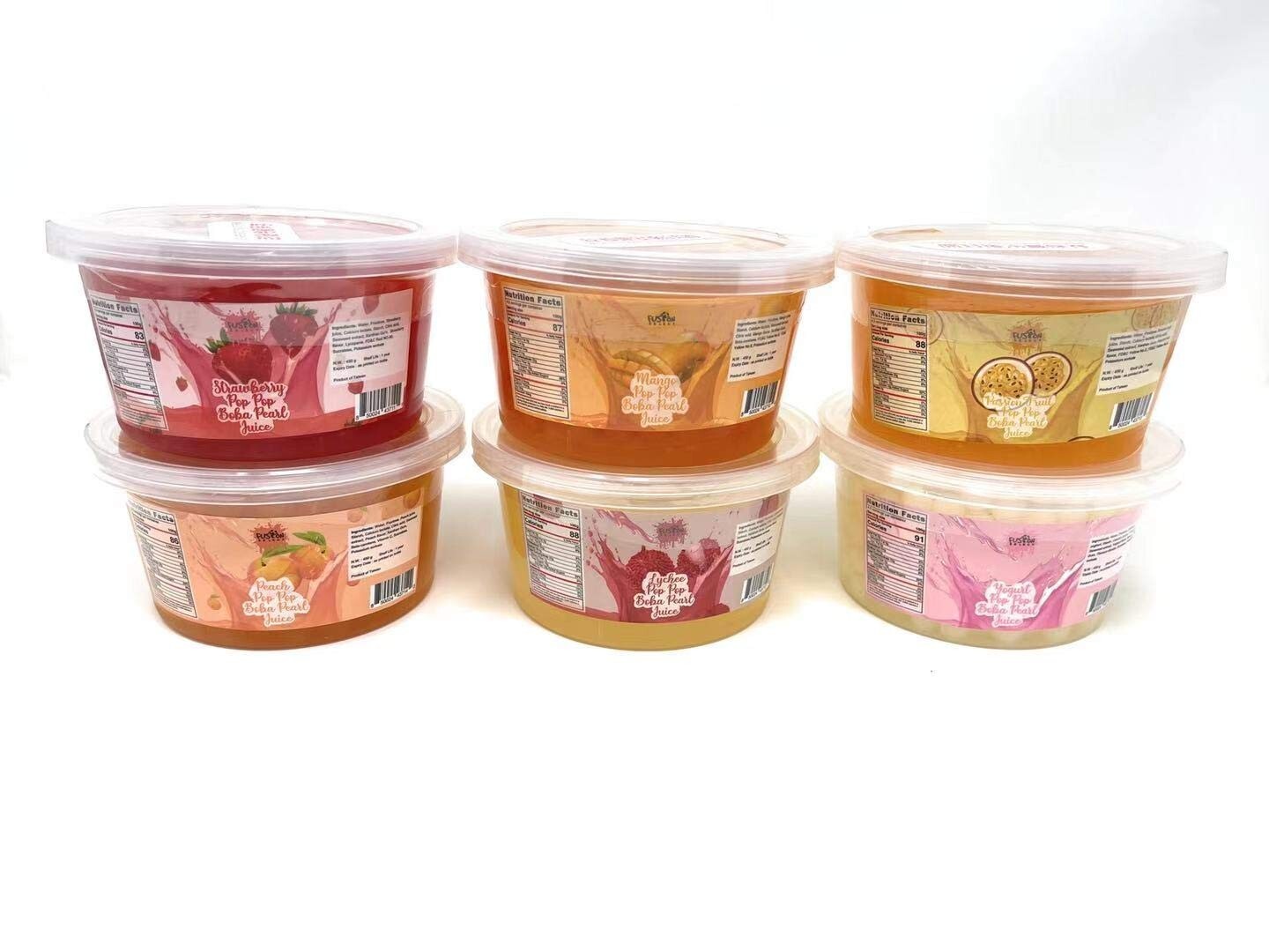 Bursting Bobaz Pearls Variety Pack - 6 Juicy Fruit Flavors for DIY Drinks