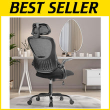 Load image into Gallery viewer, Ergonomic High-Back Office Chair with Lumbar Support and Flip-Up Armrests, Black