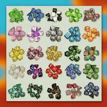 Load image into Gallery viewer, Wide Range of Patterned Polyhedral Dice - Pack of 7 for Role Playing Games
