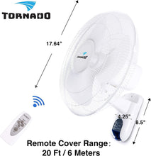 Load image into Gallery viewer, Whisper-Quiet 16-Inch Wall Fan with Remote Control &amp; Adjustable Tilt - UL Listed