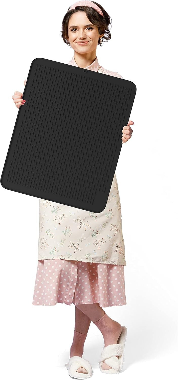 Extra Large 30" x 24" Silicone Dish Drying Mat - Heavy Duty Kitchen Protector