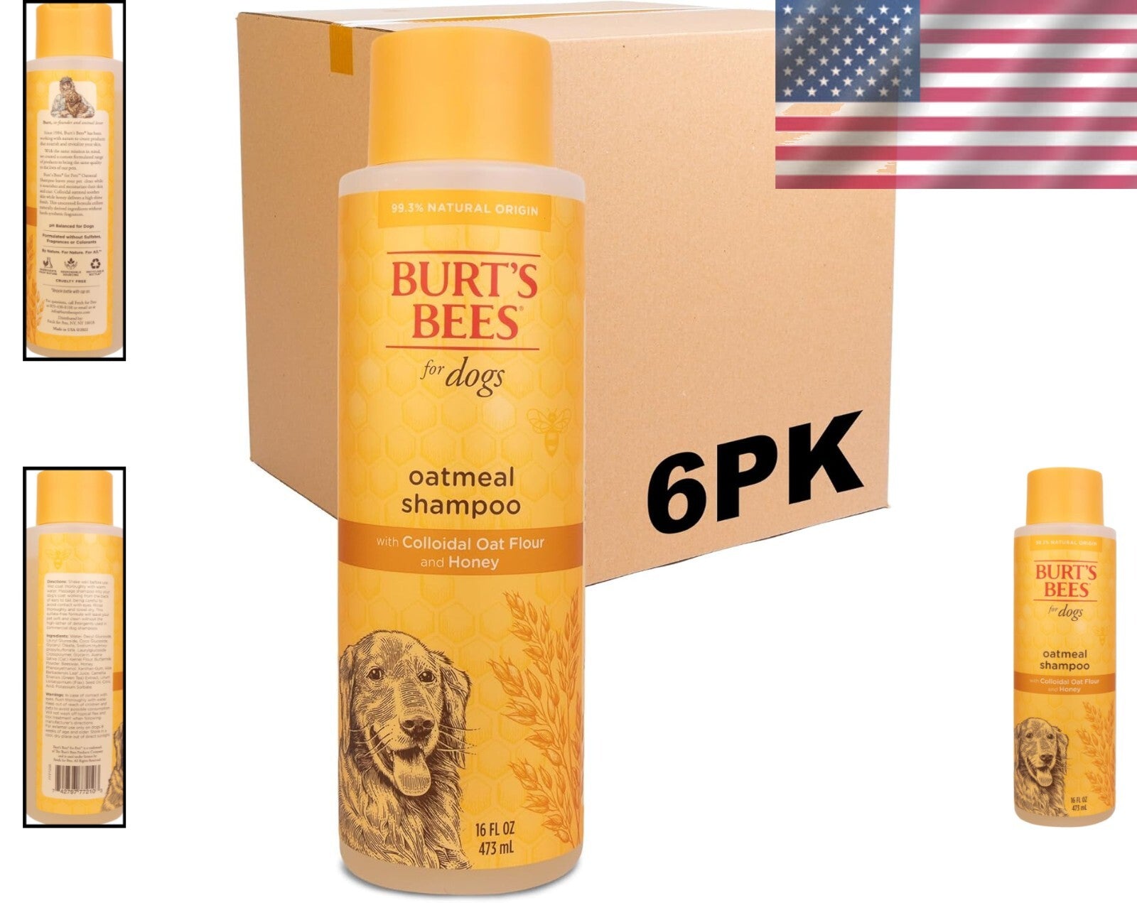 6-Pk Oatmeal Shampoo for Dogs - 16 oz, Sulfate & Paraben Free, Eco Friendly