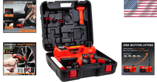 Portable 12V Electric Jack Kit: 5 Ton Capacity with Impact Wrench & Accessories