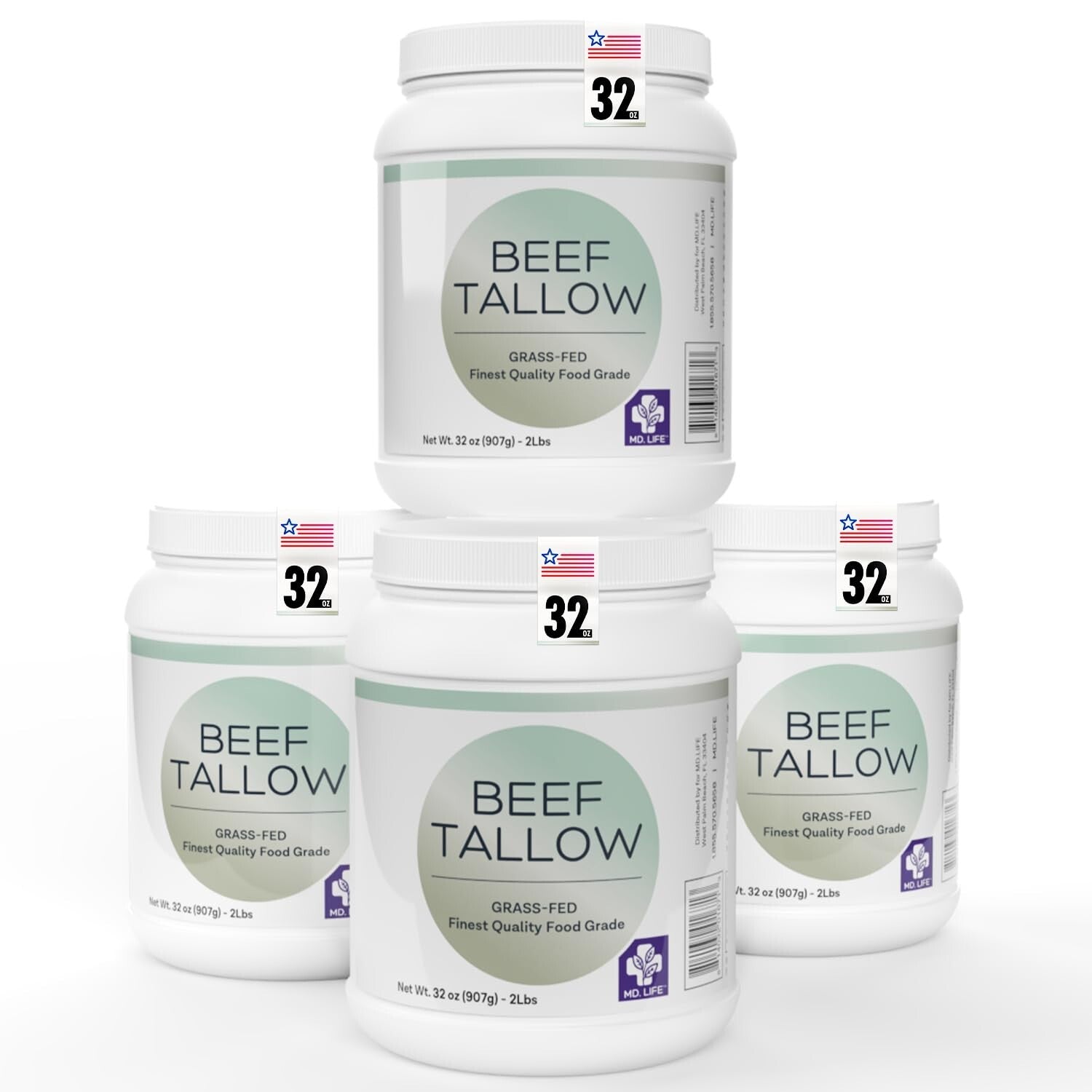 Keto-Friendly 4-Pack Beef Tallow - Nutrient-Rich Cooking Fat for Healthier Meals