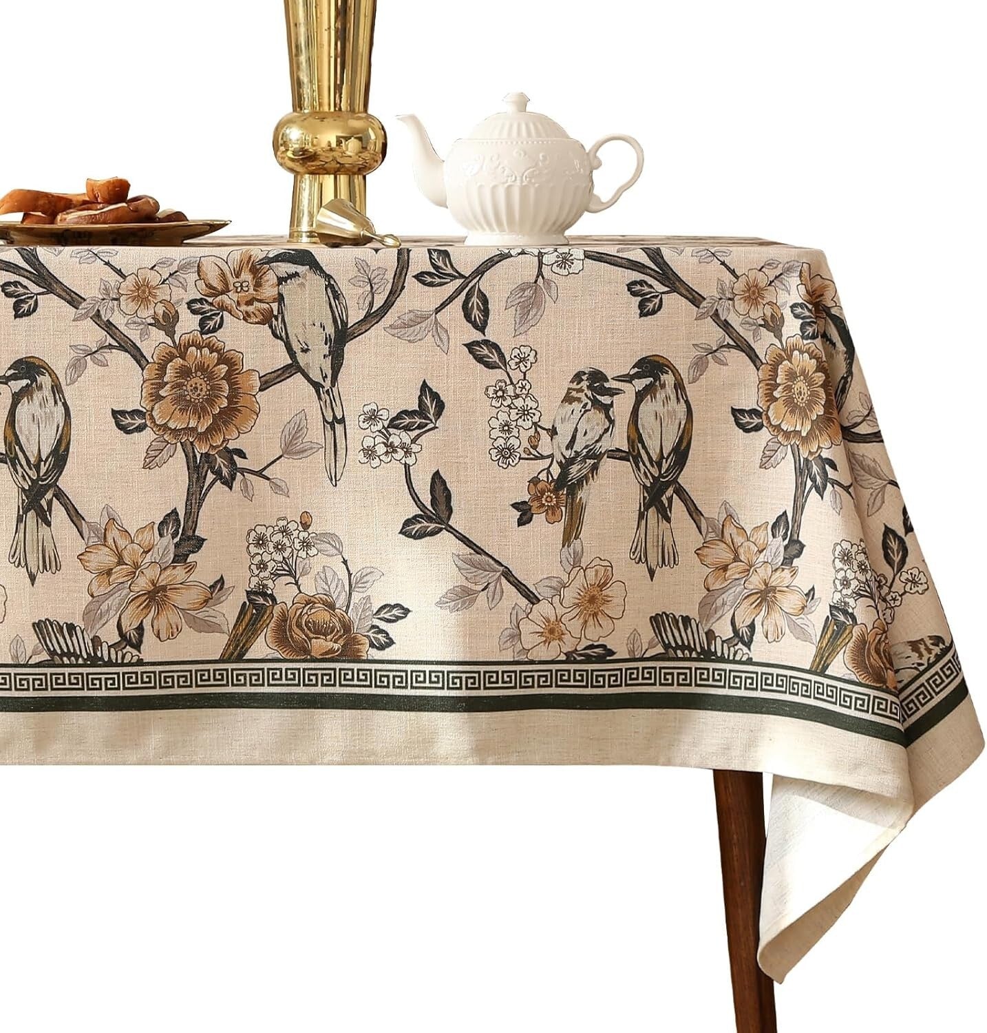 Hand-Painted Floral Table Cover for Rectangle Tables - Perfect for Gatherings
