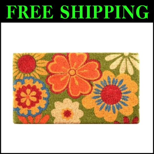 Vibrant Summer Flowers Doormat - Durable Coir Mat for Seasonal Charm - 18"x30"