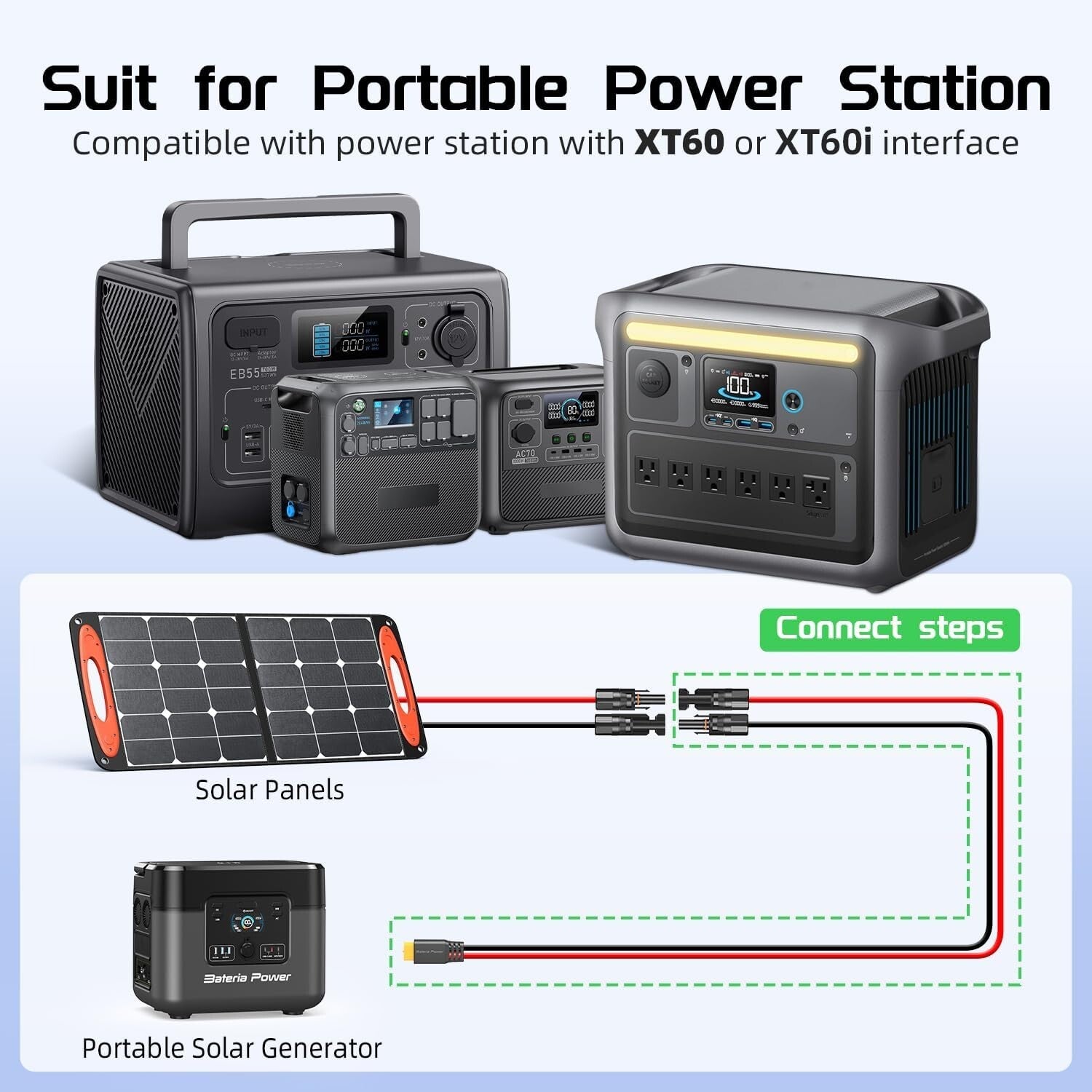 High-Efficiency 10AWG Solar to XT60 Extension Cable 50Ft for Off-Grid Systems