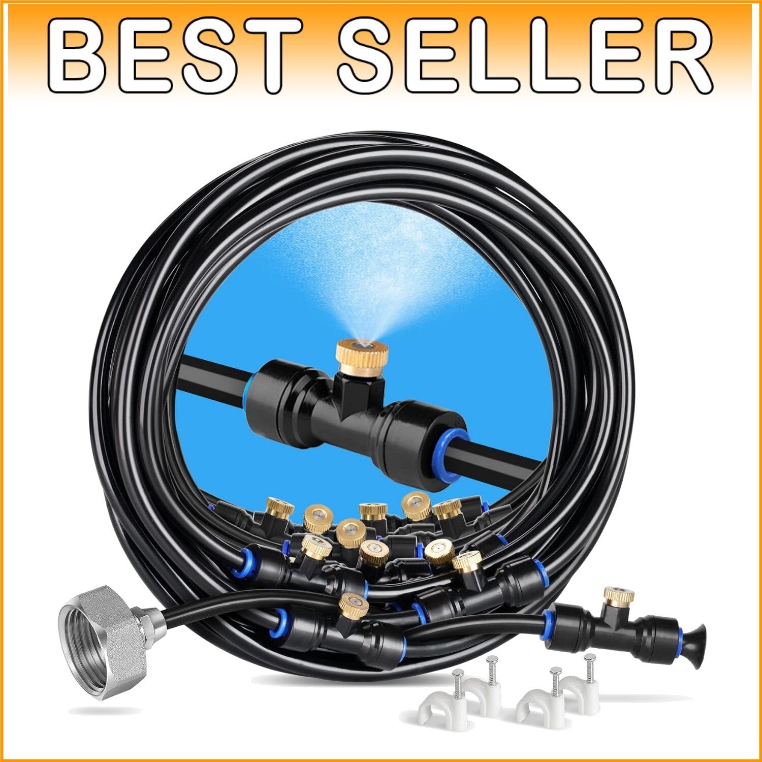 Easy-Install Misting Cooling System with 28 Brass Nozzles and 75FT Line