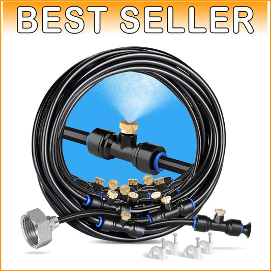 Easy-Install Misting Cooling System with 28 Brass Nozzles and 75FT Line
