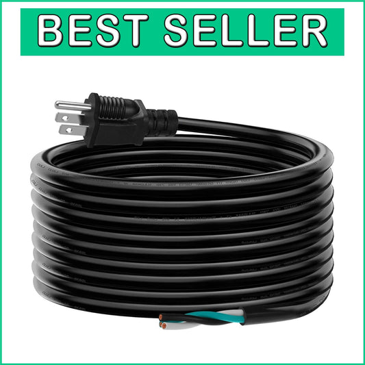 Flexible 15 FT 12 Gauge 3 Prong Extension Cord with Open Wiring End - DIY Usage
