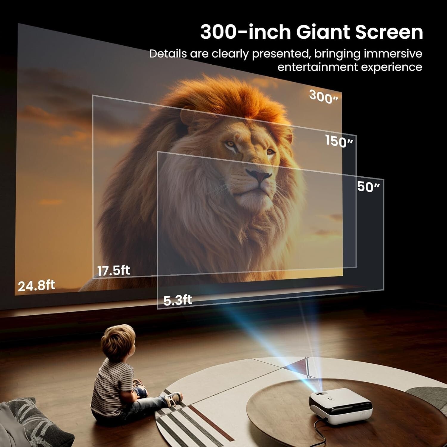 4K UHD Google TV Projector - Immersive Sound, Wide Compatibility & Fast Wi-Fi
