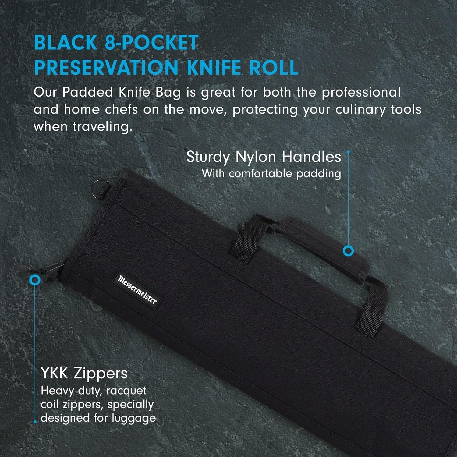 Water-Resistant 8-Pocket Knife Carrier - Heavy Duty Knife Luggage for Chefs