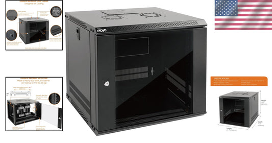 Stylish 9U Server Cabinet with Locking Glass Door - Ideal for A/V Equipment