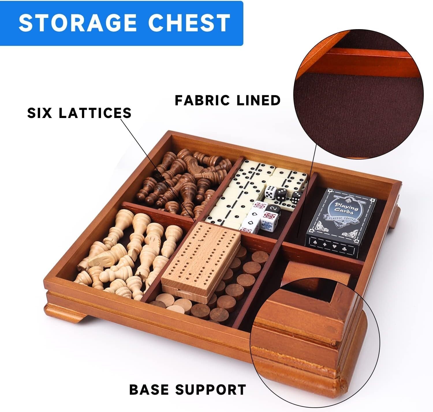 Deluxe Wooden Game Set: 7 Games in One, Includes Storage for Easy Organization